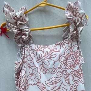 SHEIN, L, White with orange/brown design